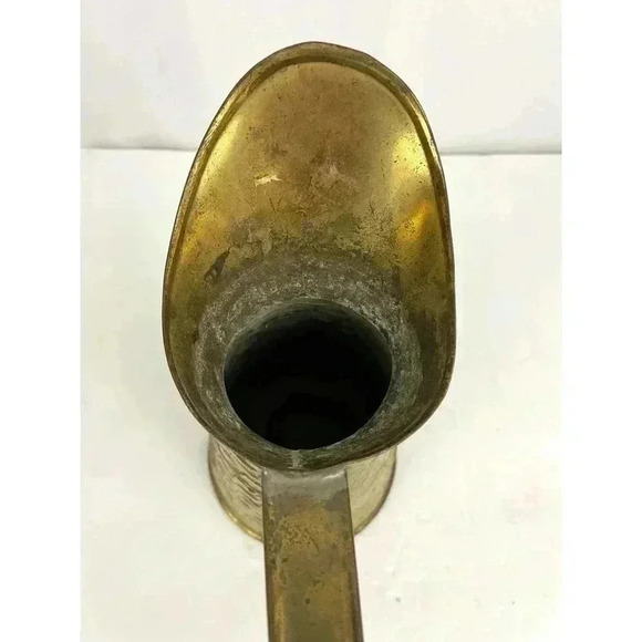 VTG Brass Embossed Pitcher Made in England Pub Scene 8.5" Hammered - Picture 10 of 15